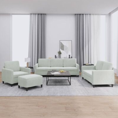 Conjunto de Sofá de Terciopelo Gris Claro de 4 Piezas - vidaXL Conjunto de Sofá de Terciopelo Gris Claro de 4 Piezas - vidaXL