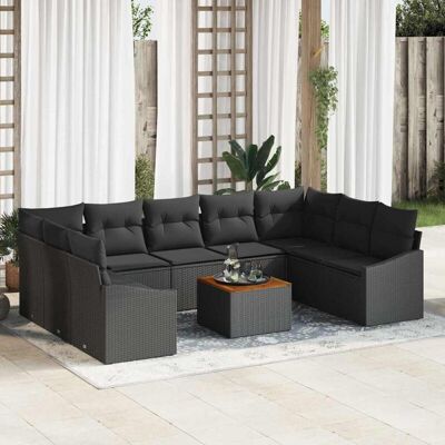 Conjunto de Sofá de Jardín Rectangular de Poliratán Sintético Negro - IKEA Conjunto de Sofá de Jardín Rectangular de Poliratán Sintético Negro - IKEA