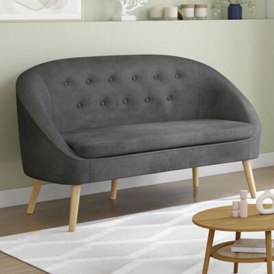 Idmarket Sofá cama de terciopelo gris Sonia - 2 plazas Idmarket Sofá cama de terciopelo gris Sonia - 2 plazas