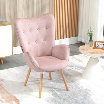 Meubles Cosy - Sillón De Salón - Estilo Escandinavo - Tela Rosa Y Patas De Madera De Haya - 68 X 73 X 106 Cm Meubles Cosy - Sillón De Salón - Estilo Escandinavo - Tela Rosa Y Patas De Madera De Haya - 68 X 73 X 106 Cm