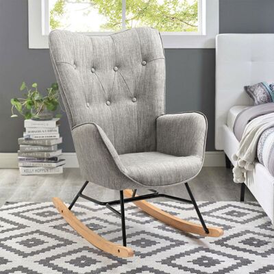 Meubles Cosy - Mecedora Estilo Mecedora - Estilo Escandinavo - Tela Gris Claro - Patas De Madera De Haya Real - 68x 85x97cm , Tela Gris / Tela Gris - Gris Meubles Cosy - Mecedora Estilo Mecedora - Estilo Escandinavo - Tela Gris Claro - Patas De Madera De Haya Real - 68x 85x97cm , Tela Gris / Tela Gris - Gris