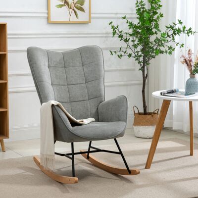 Meubles Cosy - Sillón Mecedor Escandinavo Para Ocio, Tapizado En Tela, Patas En Forma De E, Madera Y Metal, Apto Para Salón, Dormitorio, Madera Maciza, Gris, 66 X 84 X 97 Cm Meubles Cosy - Sillón Mecedor Escandinavo Para Ocio, Tapizado En Tela, Patas En Forma De E, Madera Y Metal, Apto Para Salón, Dormitorio, Madera Maciza, Gris, 66 X 84 X 97 Cm