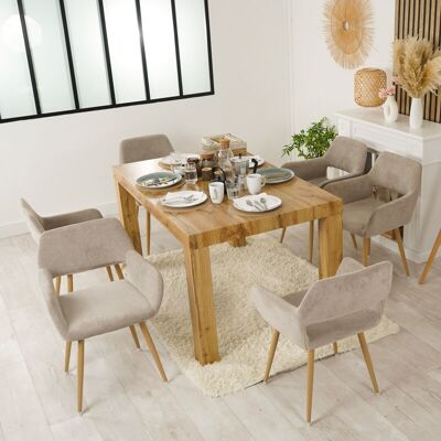Meubles Cosy CROMWELL - Beige fabric - Wood-look metal legs - Dining chair Meubles Cosy CROMWELL - Beige fabric - Wood-look metal legs - Dining chair