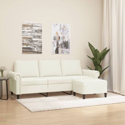 Sofá de terciopelo de 3 plazas con taburete - Muebles de salón Sofá de terciopelo de 3 plazas con taburete - Muebles de salón