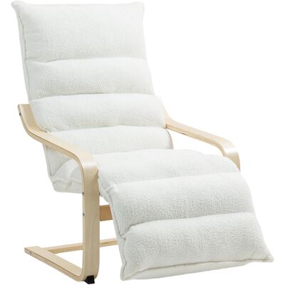 JHY DESIGN Sillón De Madera De Abedul, Tapizado, Con Reposapiés Ajustable, Color Blanco. JHY DESIGN Sillón De Madera De Abedul, Tapizado, Con Reposapiés Ajustable, Color Blanco.