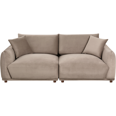BELIANI Sofá Moderno Tres Plazas De Terciopelo Con Cojines Decorativos Patas De Madera Gris Pardo Jubek BELIANI Sofá Moderno Tres Plazas De Terciopelo Con Cojines Decorativos Patas De Madera Gris Pardo Jubek