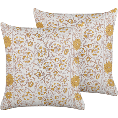 Beliani Cojines de Algodón - Patrón Floral - 45x45 cm - Pack de 2 Beliani Cojines de Algodón - Patrón Floral - 45x45 cm - Pack de 2