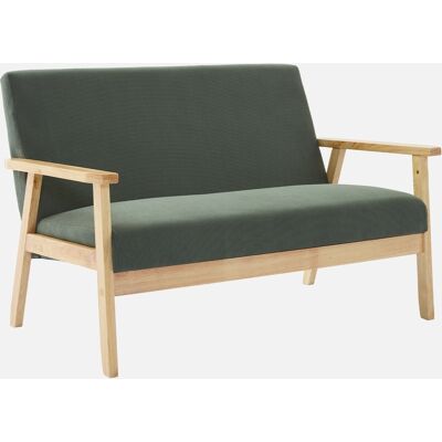 SWEEEK Sofá-banco 2 Plazas, Pana, Patas De Madera, Isak Pana, Kaki Oscuro, 114x69.5x73 Cm SWEEEK Sofá-banco 2 Plazas, Pana, Patas De Madera, Isak Pana, Kaki Oscuro, 114x69.5x73 Cm
