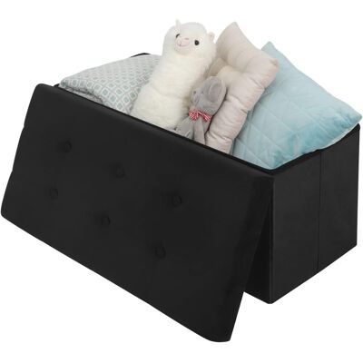 Otomano Y Reposapié Con Tapa Taburete Puff De Terciopelo Taburete Plegable De Almacenamiento 76x37.5x38 Cm Negro B - Woltu Otomano Y Reposapié Con Tapa Taburete Puff De Terciopelo Taburete Plegable De Almacenamiento 76x37.5x38 Cm Negro B - Woltu