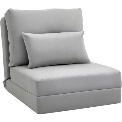 JHY DESIGN Sofá Cama/sillón Convertible, 1 Plaza Con 1 Cojín Y Respaldo Ajustable, Gris Claro. JHY DESIGN Sofá Cama/sillón Convertible, 1 Plaza Con 1 Cojín Y Respaldo Ajustable, Gris Claro.