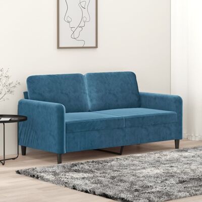 Sofá de Terciopelo Azul 2 Plazas - Muebles de Sala Sofá de Terciopelo Azul 2 Plazas - Muebles de Sala