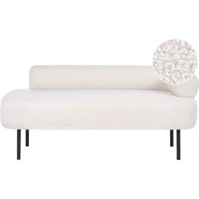 BELIANI Chaise Longue Tapizacería De Bouclé Patas De Metal Derecho Blanco Crema Mirmande BELIANI Chaise Longue Tapizacería De Bouclé Patas De Metal Derecho Blanco Crema Mirmande