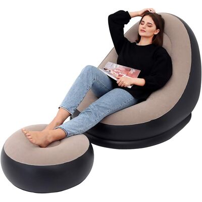 OEM Sofá Hinchable Con Reposapiés Para Exteriores - Plegable (marrón) OEM Sofá Hinchable Con Reposapiés Para Exteriores - Plegable (marrón)