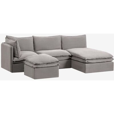Sofá Modular Chaise Longue De 3 Piezas Y Puff En Lino Y Algodón Grace Sklum Sofá Modular Chaise Longue De 3 Piezas Y Puff En Lino Y Algodón Grace Sklum