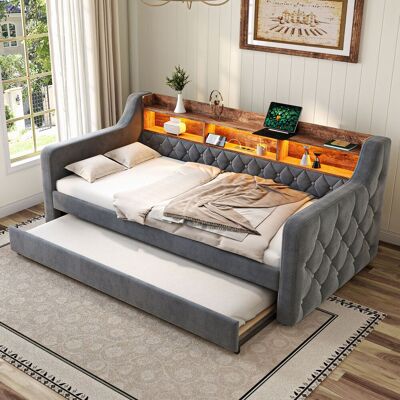 Cama Sofá Cama Extensible 90x190 Terciopelo Havrya Cama Sofá Cama Extensible 90x190 Terciopelo Havrya