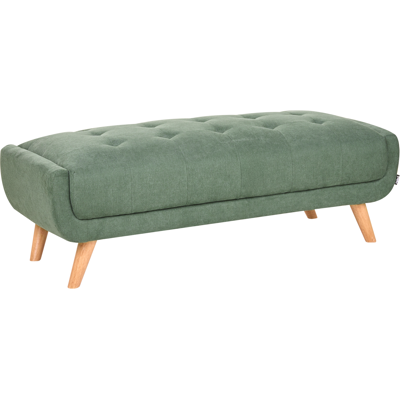 BELIANI Otomana Rectangular Tapizado De Tela Con Patas De Madera Estilo Retro Verde Habo BELIANI Otomana Rectangular Tapizado De Tela Con Patas De Madera Estilo Retro Verde Habo