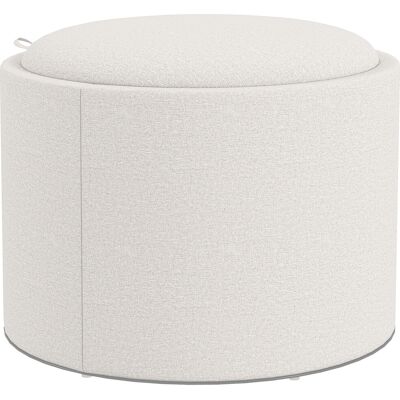 KELLANY Ottomana Redonda, Taburete Acolchado Con Almacenamiento, Tapa Abatible, En Aspecto Lino Para Sala De Estar, Dormitorio, Crema, Ø56 X 42 Cm KELLANY Ottomana Redonda, Taburete Acolchado Con Almacenamiento, Tapa Abatible, En Aspecto Lino Para Sala De Estar, Dormitorio, Crema, Ø56 X 42 Cm