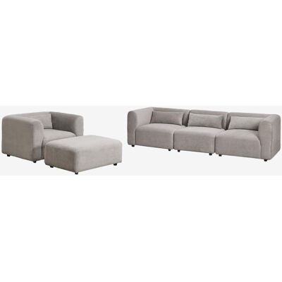 Conjunto De Salón Con Sofá Modular De 3 Piezas, Sillón Y Puff Fogler Sklum Conjunto De Salón Con Sofá Modular De 3 Piezas, Sillón Y Puff Fogler Sklum