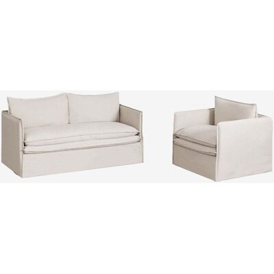 Sklum - Conjunto De Salón Con Sofá De 2 Plazas Y Sillón En Lino Y Algodón Grace Sklum - Conjunto De Salón Con Sofá De 2 Plazas Y Sillón En Lino Y Algodón Grace