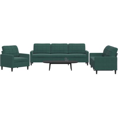 Conjunto de Sofás VidaXL - Terciopelo Verde Oscuro - Muebles de Sala Conjunto de Sofás VidaXL - Terciopelo Verde Oscuro - Muebles de Sala