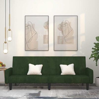 Sofá cama de terciopelo verde oscuro 2 plazas VIDAXL Sofá cama de terciopelo verde oscuro 2 plazas VIDAXL