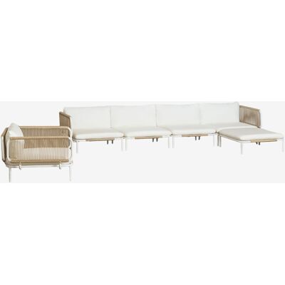 Conjunto De Jardín Con Sofá Modular Esquinero De 4 Piezas Con Puff Y Sillón En Acero Roubly Sklum Conjunto De Jardín Con Sofá Modular Esquinero De 4 Piezas Con Puff Y Sillón En Acero Roubly Sklum