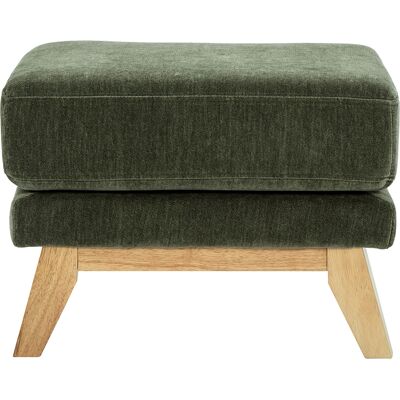 MILIBOO Puf Reposapiés Escandinavo En Tela Efecto Terciopelo Verde Caqui Y Madera Clara Oslo MILIBOO Puf Reposapiés Escandinavo En Tela Efecto Terciopelo Verde Caqui Y Madera Clara Oslo