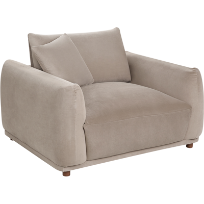 BELIANI Sillón De Sala De Estar Con Respaldo Tapizado En Terciopelo Y Patas De Madera Gris Pardo Jubek BELIANI Sillón De Sala De Estar Con Respaldo Tapizado En Terciopelo Y Patas De Madera Gris Pardo Jubek