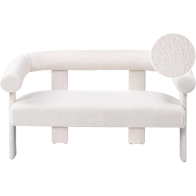 BELIANI Sofá 2 Plazas De Sala De Estar Retro Tapicería De Bouclé Patas Tapizadas Blanco Crema Ilbro BELIANI Sofá 2 Plazas De Sala De Estar Retro Tapicería De Bouclé Patas Tapizadas Blanco Crema Ilbro