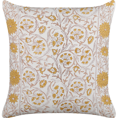 Beliani Cojín de algodón floral 45 x 45 cm blanco y amarillo CALATHEA - Cojín Beliani Cojín de algodón floral 45 x 45 cm blanco y amarillo CALATHEA - Cojín