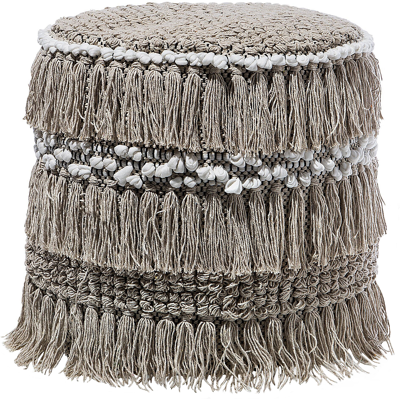 Puf de algodón beige Beliani - Estilo bohemio rústico - 44x43cm Puf de algodón beige Beliani - Estilo bohemio rústico - 44x43cm