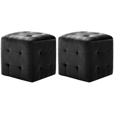 DÉCOSHOP26 Juego De 2 Taburetes Puf Reposapiés 30 X 30 X 30 Cm Acolchado Tela Terciopelo Negro Dec032759 DÉCOSHOP26 Juego De 2 Taburetes Puf Reposapiés 30 X 30 X 30 Cm Acolchado Tela Terciopelo Negro Dec032759