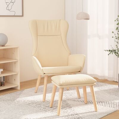 Nova Sillón De Relax Con Taburete Tela Color Crema Vidaxl Nova Sillón De Relax Con Taburete Tela Color Crema Vidaxl