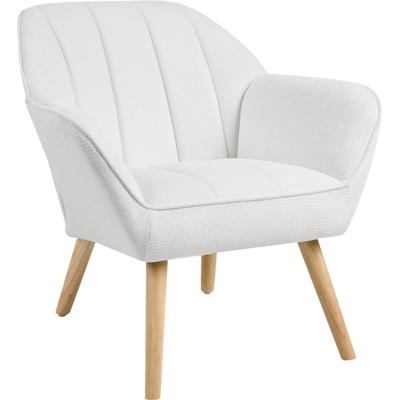 BELIANI Sillón De Tela De Estilo Retro Tapizado Repelente Al Agua Patas De Madera De Caucho Con Reposabrazos Blanco Torud BELIANI Sillón De Tela De Estilo Retro Tapizado Repelente Al Agua Patas De Madera De Caucho Con Reposabrazos Blanco Torud