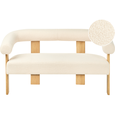 Beliani - Sofá 2 Plazas Retro Salón Tapizado De Bouclé Patas De Madera Blanco Crema Y Marrón Claro Ilbro Beliani - Sofá 2 Plazas Retro Salón Tapizado De Bouclé Patas De Madera Blanco Crema Y Marrón Claro Ilbro