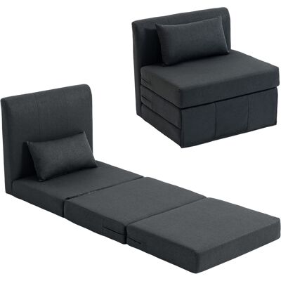 JHY DESIGN Sillón Convertible 2 En 1, Sofá Cama Plegable De Lino, Cama De Invitados Tapizada, Sillón Plegable, Gris Oscuro JHY DESIGN Sillón Convertible 2 En 1, Sofá Cama Plegable De Lino, Cama De Invitados Tapizada, Sillón Plegable, Gris Oscuro