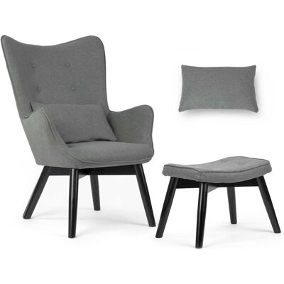 OEM Sillón Nórdico Con Respaldo Alto Y Reposapiés, Color Gris. OEM Sillón Nórdico Con Respaldo Alto Y Reposapiés, Color Gris.