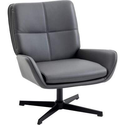 Homcom Sillón Giratorio, Butaca De Salón Tapizada En Pu, Sillón De Lectura Con Asiento Acolchado, Reposabrazos, Patas Metálicas, Gris Homcom Sillón Giratorio, Butaca De Salón Tapizada En Pu, Sillón De Lectura Con Asiento Acolchado, Reposabrazos, Patas Metálicas, Gris