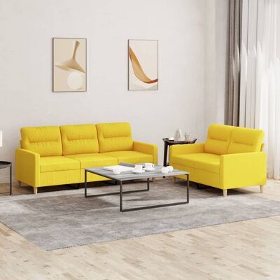 Conjunto de Sofás Amarillo Claro VidaXL - Muebles para Sala Conjunto de Sofás Amarillo Claro VidaXL - Muebles para Sala