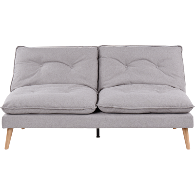 BELIANI Sofá Cama 3 Plazas Tapizado De Tela Sin Reposabrazos Mecanismo Clic Clac Para Dormir Patas De Madera Acolchado Gris Yila BELIANI Sofá Cama 3 Plazas Tapizado De Tela Sin Reposabrazos Mecanismo Clic Clac Para Dormir Patas De Madera Acolchado Gris Yila