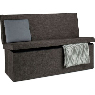 Baúl Almacenamiento, Banco Con Respaldo, Puff Asiento Almacenaje, Taburete, Lino, 1 Ud, 73x114x38 Cm, Marrón - Relaxdays Baúl Almacenamiento, Banco Con Respaldo, Puff Asiento Almacenaje, Taburete, Lino, 1 Ud, 73x114x38 Cm, Marrón - Relaxdays