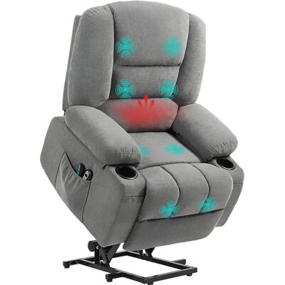 JHY DESIGN Sillón Reclinable Eléctrico Con Funciones De Masaje Y Calor, Inclinación Regulable, Reposapiés Y Mando A Distancia, Color Gris. JHY DESIGN Sillón Reclinable Eléctrico Con Funciones De Masaje Y Calor, Inclinación Regulable, Reposapiés Y Mando A Distancia, Color Gris.