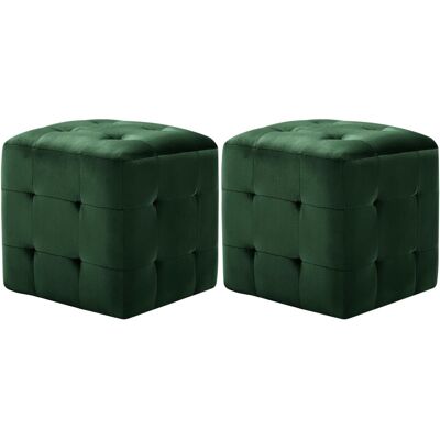 DÉCOSHOP26 Juego De 2 Pufs Reposapiés 30 X 30 X 30 Cm Tejido Acolchado De Terciopelo Verde Dec032761 DÉCOSHOP26 Juego De 2 Pufs Reposapiés 30 X 30 X 30 Cm Tejido Acolchado De Terciopelo Verde Dec032761