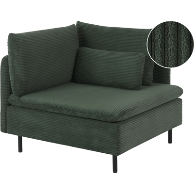 BELIANI Sillón Modular De Pana Asiento 1 Plaza Cojín Adicional Moderno Verde Oscuro Lemvig BELIANI Sillón Modular De Pana Asiento 1 Plaza Cojín Adicional Moderno Verde Oscuro Lemvig