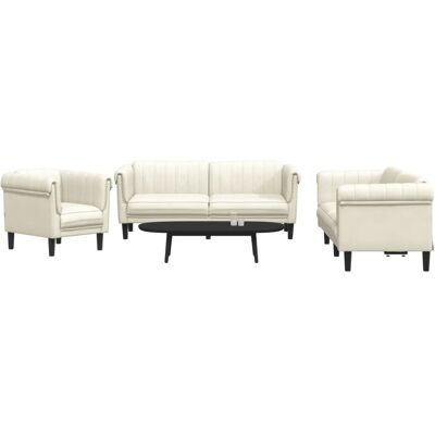Conjunto de Sofás vidaXL - Terciopelo Crema 3 Piezas Conjunto de Sofás vidaXL - Terciopelo Crema 3 Piezas