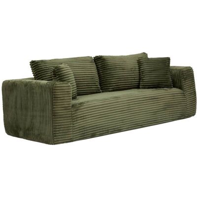 Sofá Comprimido Solka De 3 Plazas Con Tapizado De Piel Acanalada Verde Caqui - Atmosphera Créateur D'Intérieur Sofá Comprimido Solka De 3 Plazas Con Tapizado De Piel Acanalada Verde Caqui - Atmosphera Créateur D'Intérieur