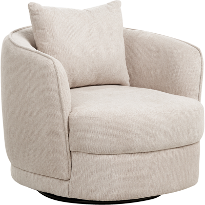 BELIANI Sillón Retro Glamuroso Respaldo Redondo De Poliéster Giratorio Con Cojín Beige Claro Andalen BELIANI Sillón Retro Glamuroso Respaldo Redondo De Poliéster Giratorio Con Cojín Beige Claro Andalen