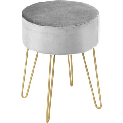 Taburete Redondo Puff Otomana Taburete Tapizado Taburete Reposapiés Con Patas De Metal Para Dormitorio Salón Gris - Costway Taburete Redondo Puff Otomana Taburete Tapizado Taburete Reposapiés Con Patas De Metal Para Dormitorio Salón Gris - Costway