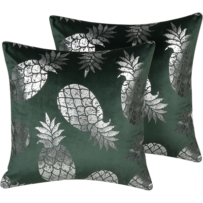 Beliani Cojines de Terciopelo Verde Piña - 45x45cm Decoración Beliani Cojines de Terciopelo Verde Piña - 45x45cm Decoración