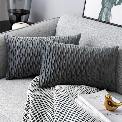 OEM Fundas De Cojín De Terciopelo De 30 X 50 Cm Para Sofá De Salón, Juego De 2 Fundas Cuadradas Con Estampado De Color Liso, Decoración De Dormitorio, Gris OEM Fundas De Cojín De Terciopelo De 30 X 50 Cm Para Sofá De Salón, Juego De 2 Fundas Cuadradas Con Estampado De Color Liso, Decoración De Dormitorio, Gris